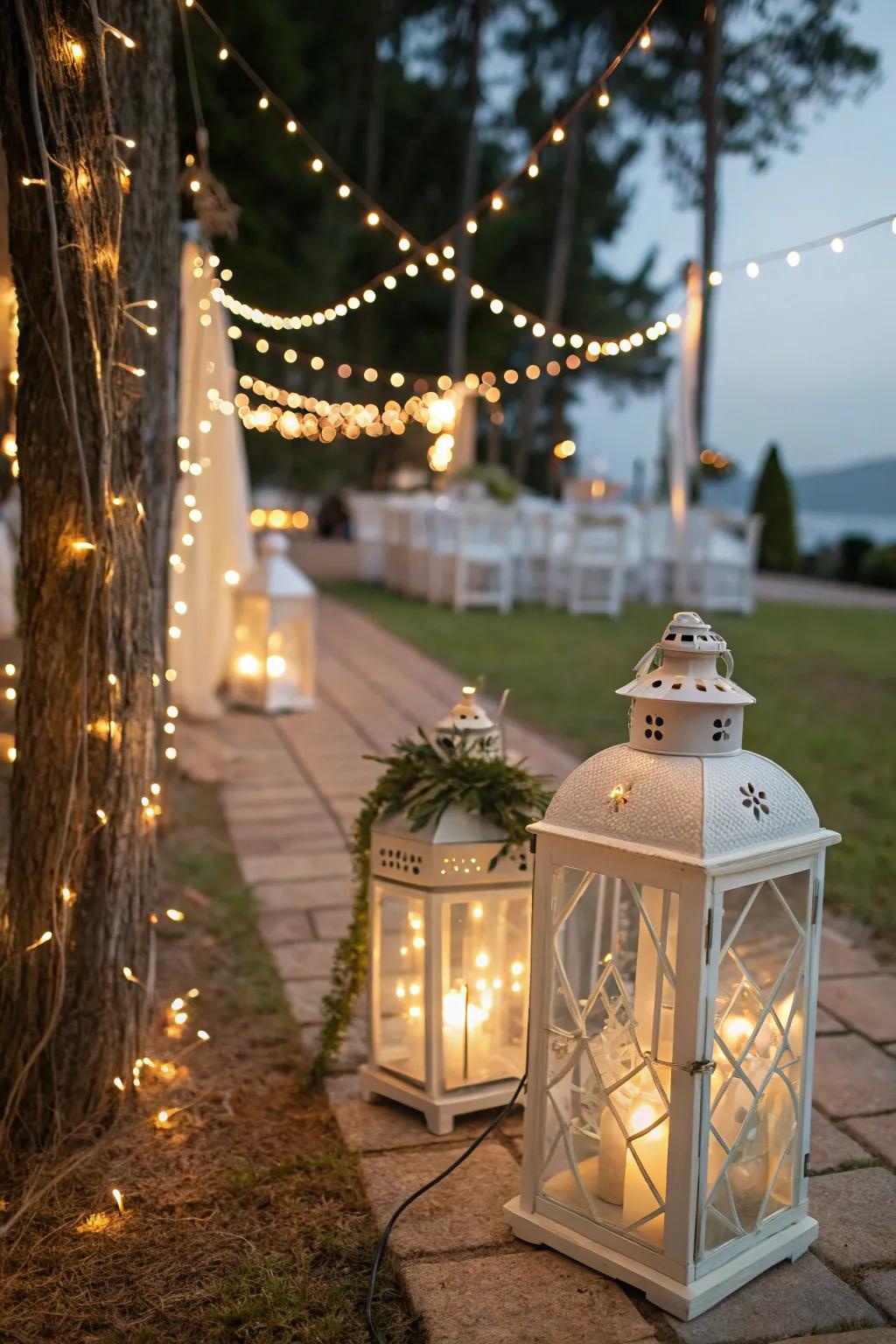 Pixie lights add a whimsical touch to luminaries.