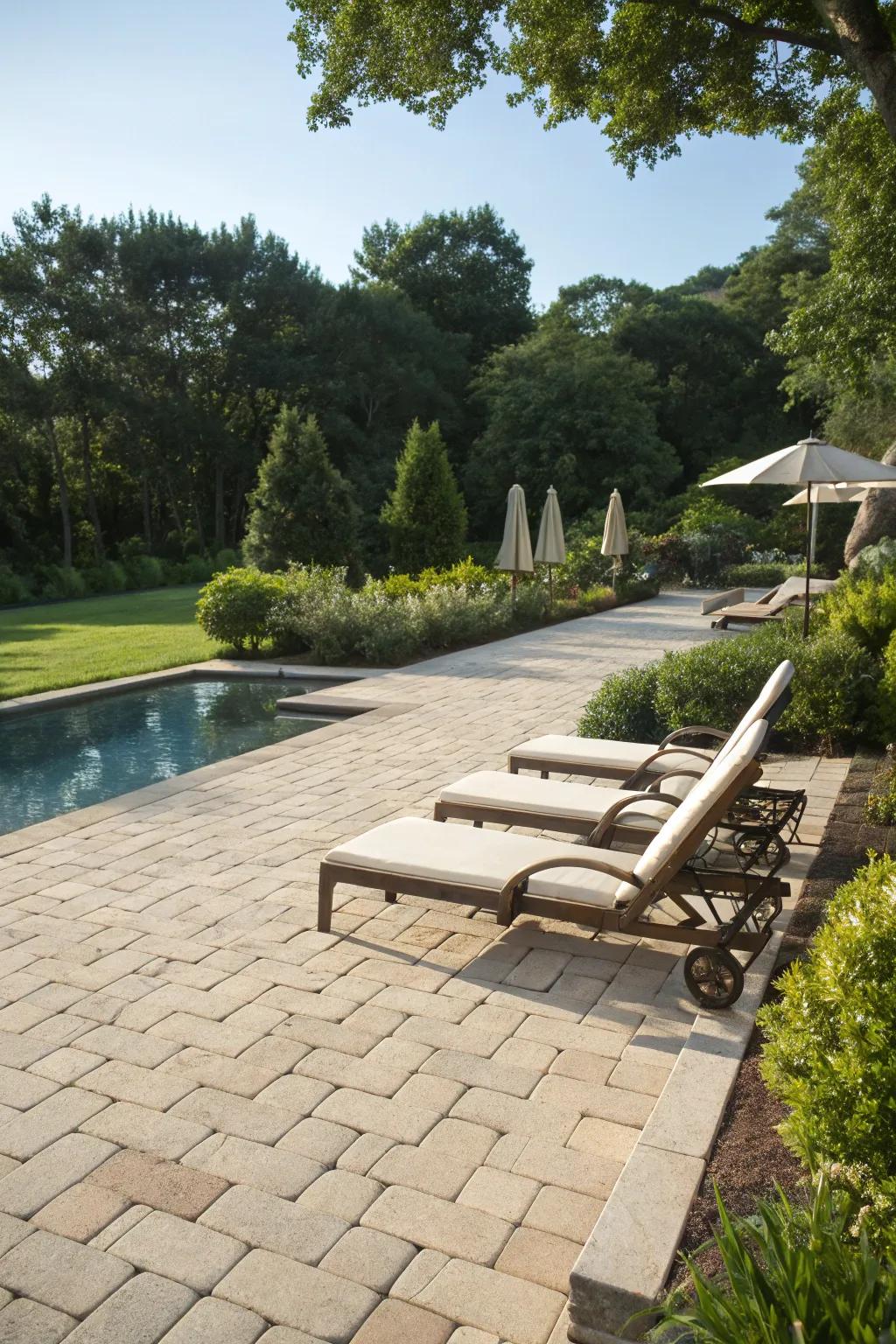 A poolside patio offers a hint of luxury and relaxation.