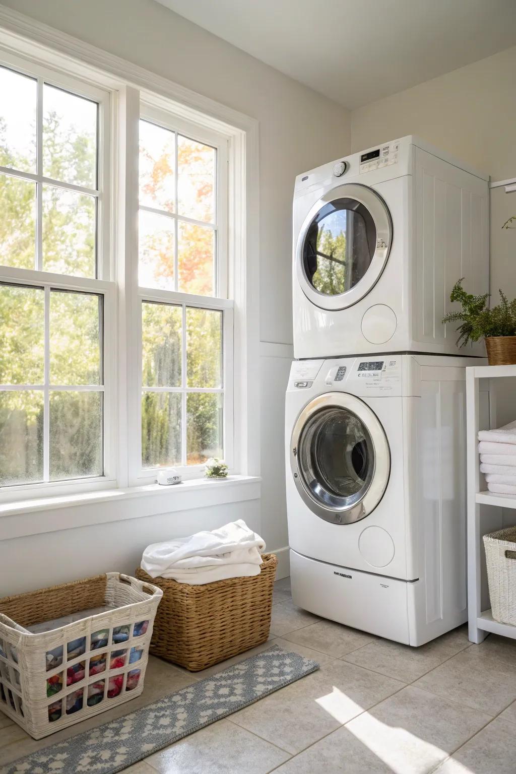 Incorporate natural light to brighten a laundry zone.