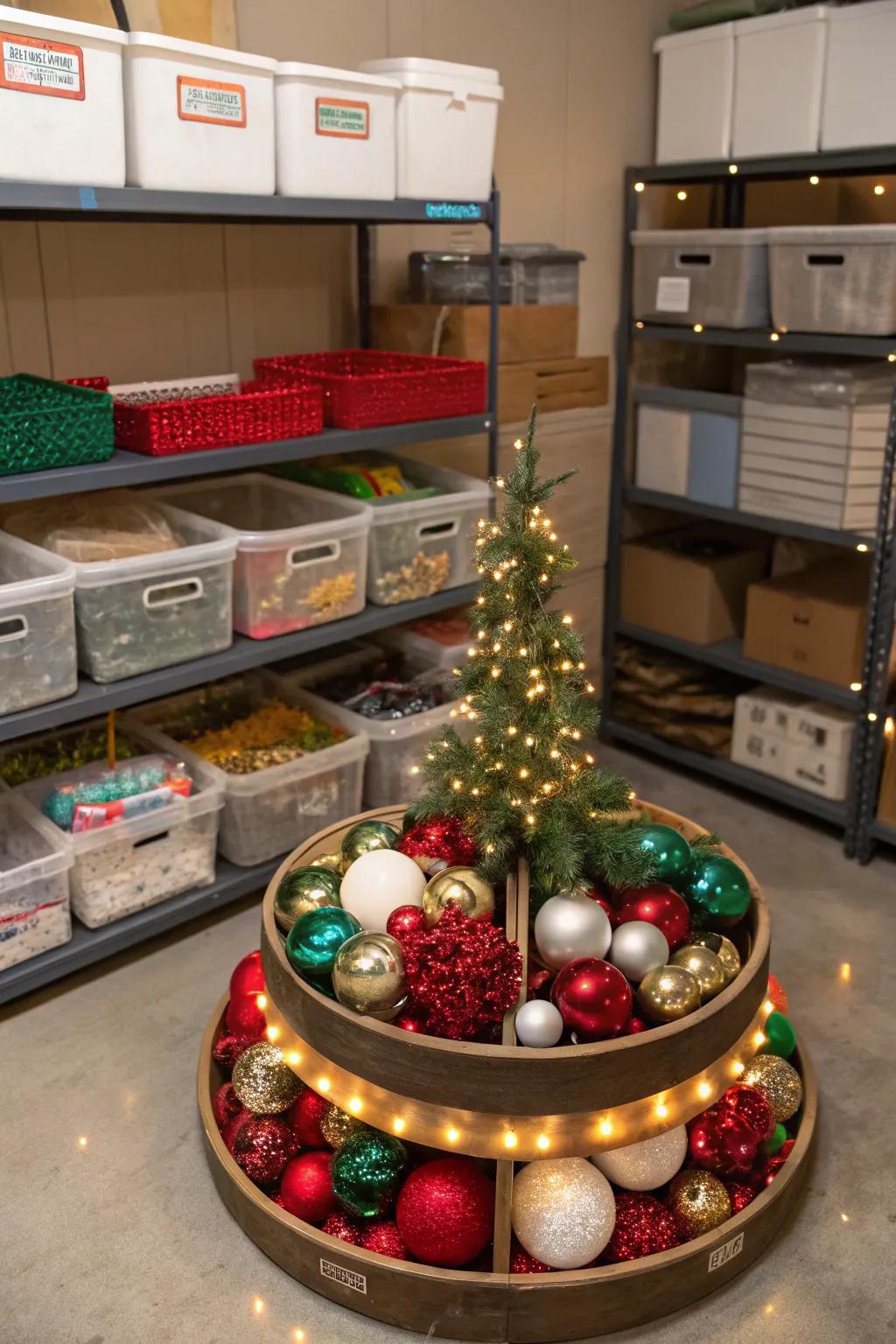 It's easy to arrange holiday decorations when you have a Lazy Susan.