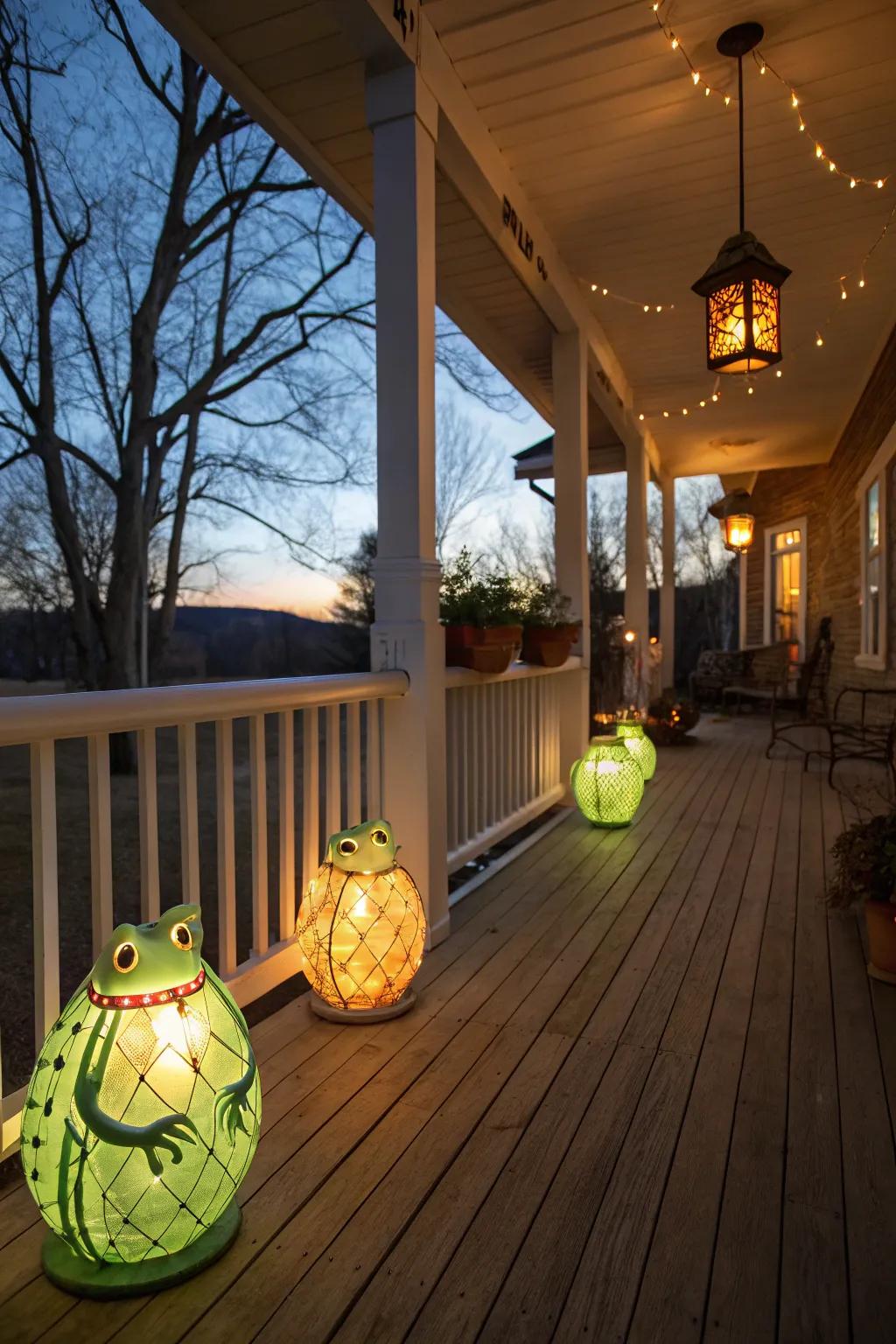 Amphibian lanterns illuminate your expanse through a bewitching radiance.