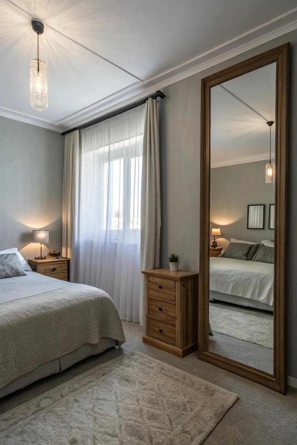 Mirrors reflect light and enhance the space.