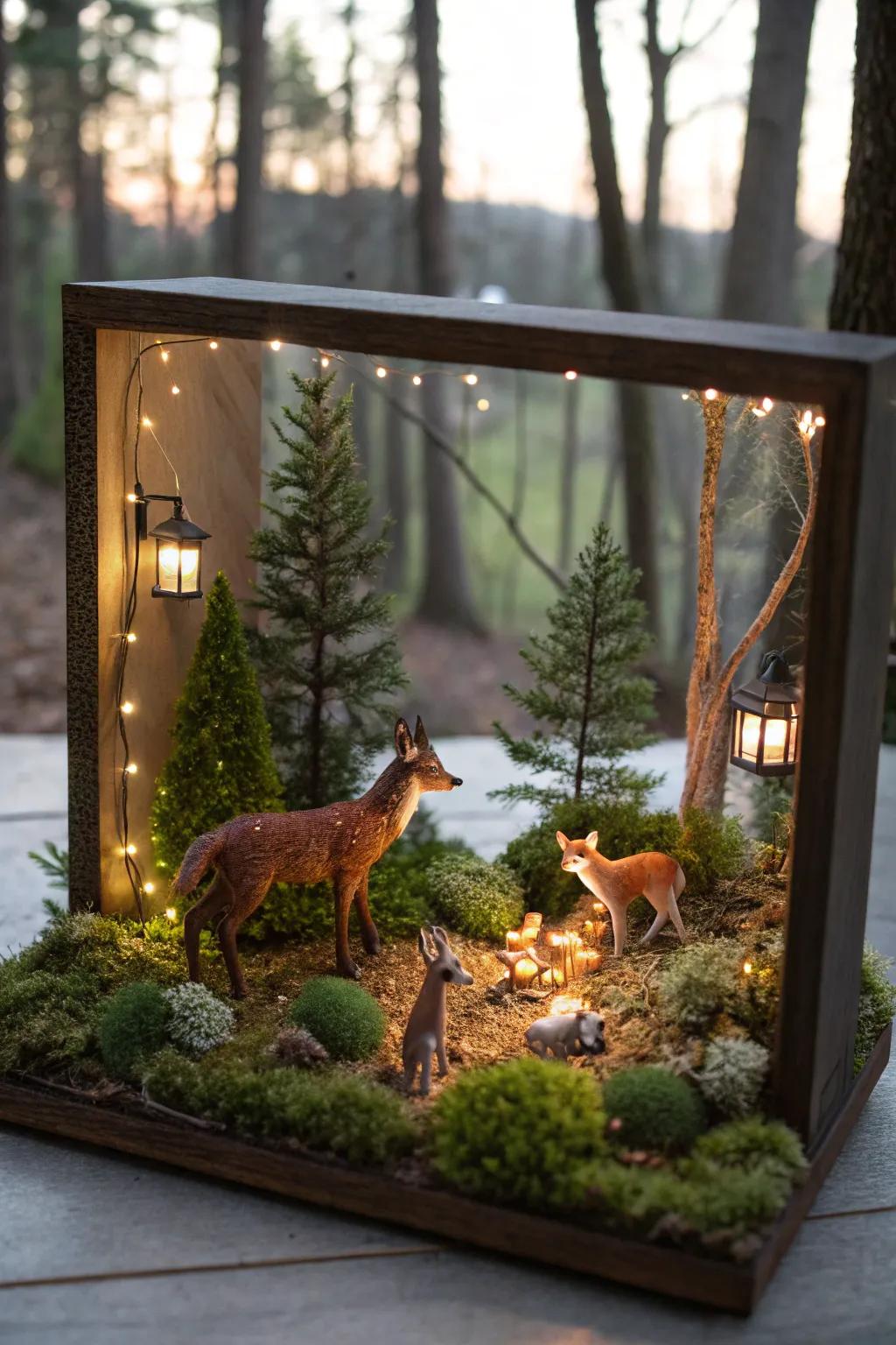 A charming woodland creature diorama
