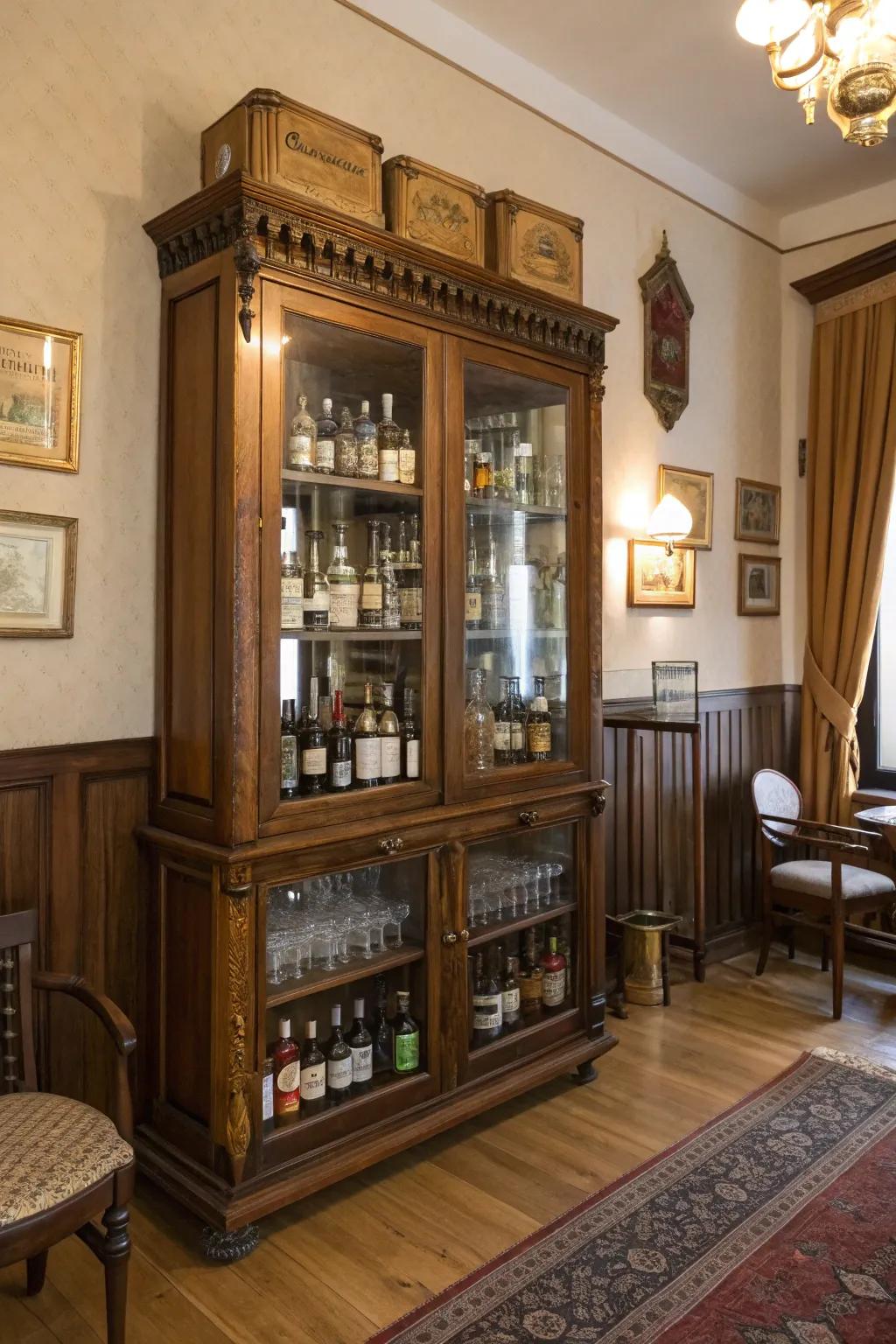 Historical charm using an antique carpentry exhibit.