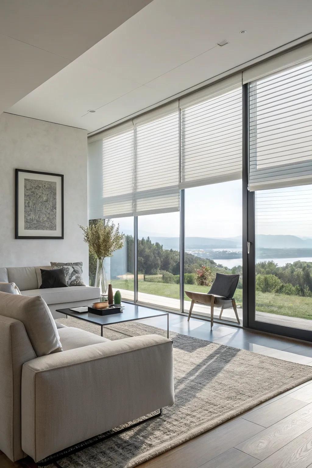 Achieve a sleek look with simple shades for your windows.