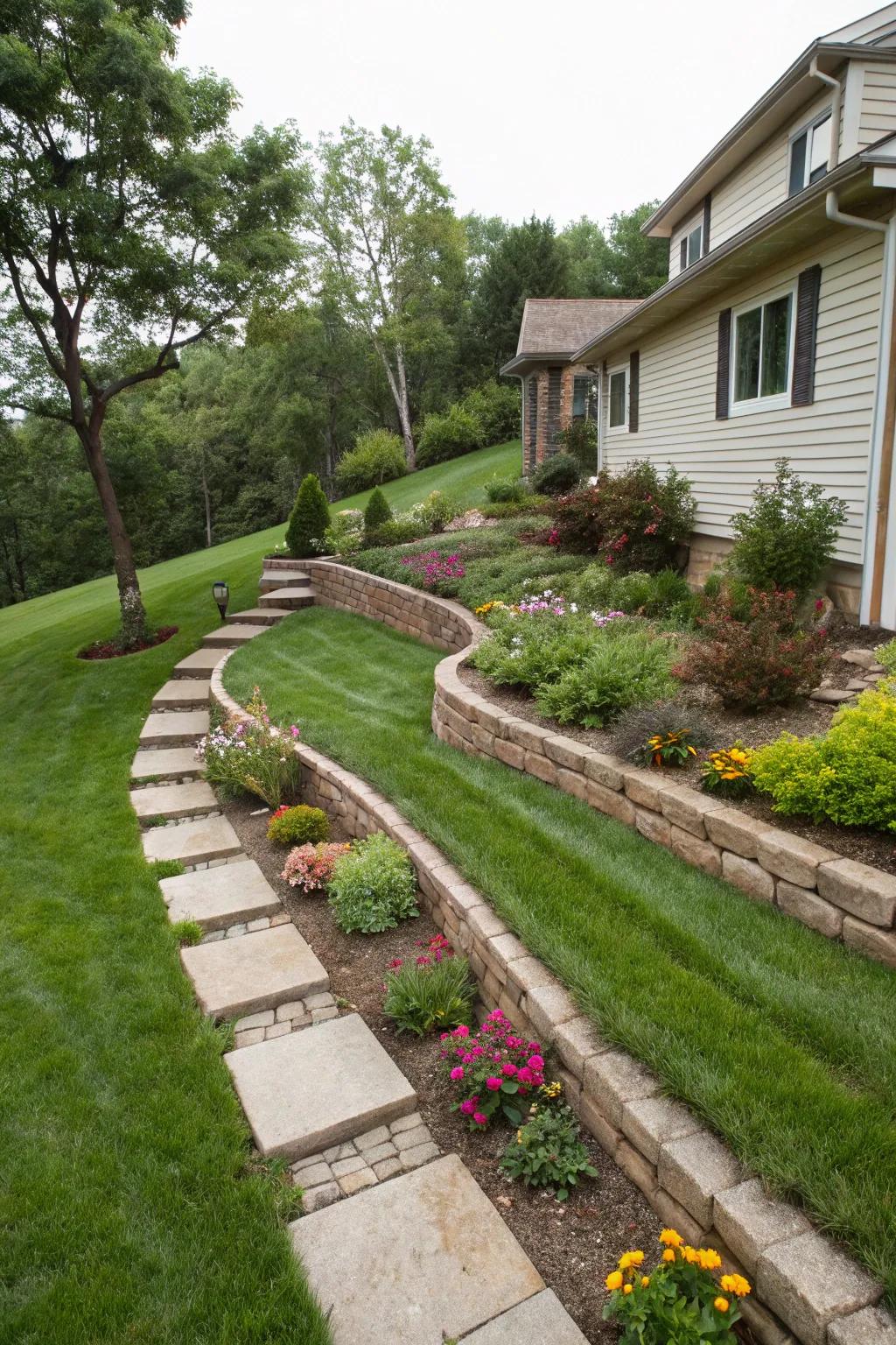 Border stones add structure and style to sloping gardens.