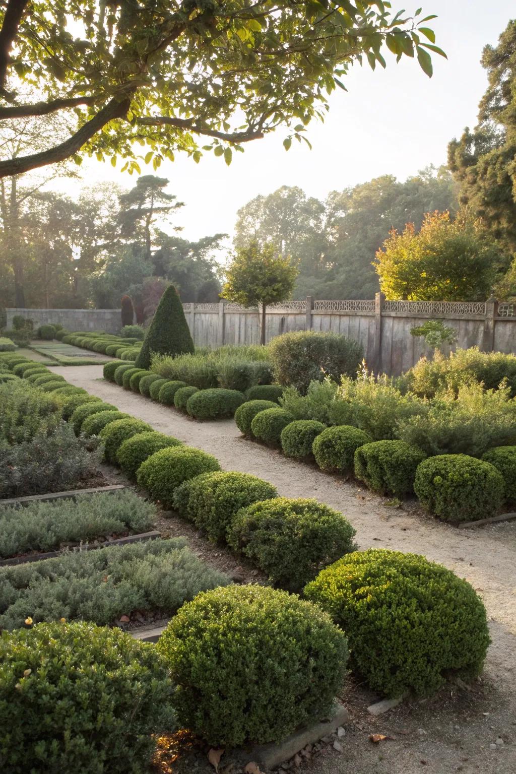 Compact bushes present easy-care sophistication.
