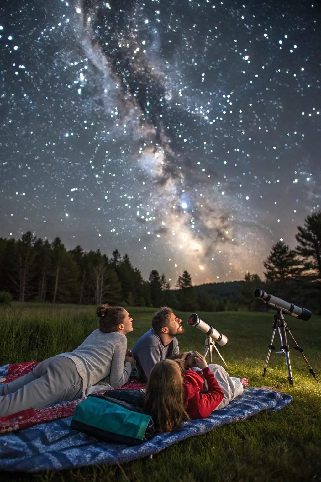 A mesmerizing stargazing evening under Maine's vast sky.