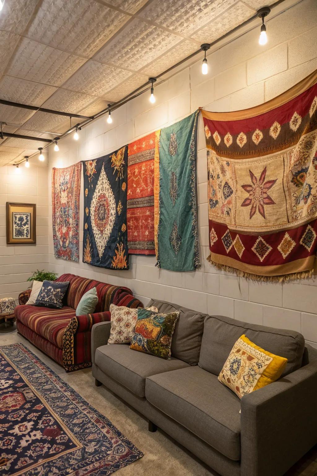 Textile wall drapes infuse comfort and flair into your cave.