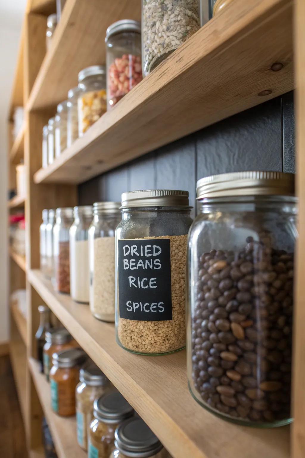 Customize and organize with chalkboard labels on antique containers.