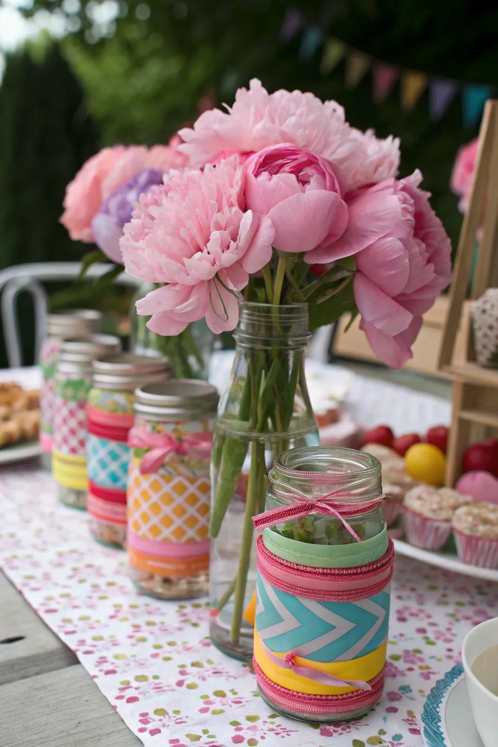 Spirited and welcoming through band-coated mason jars.