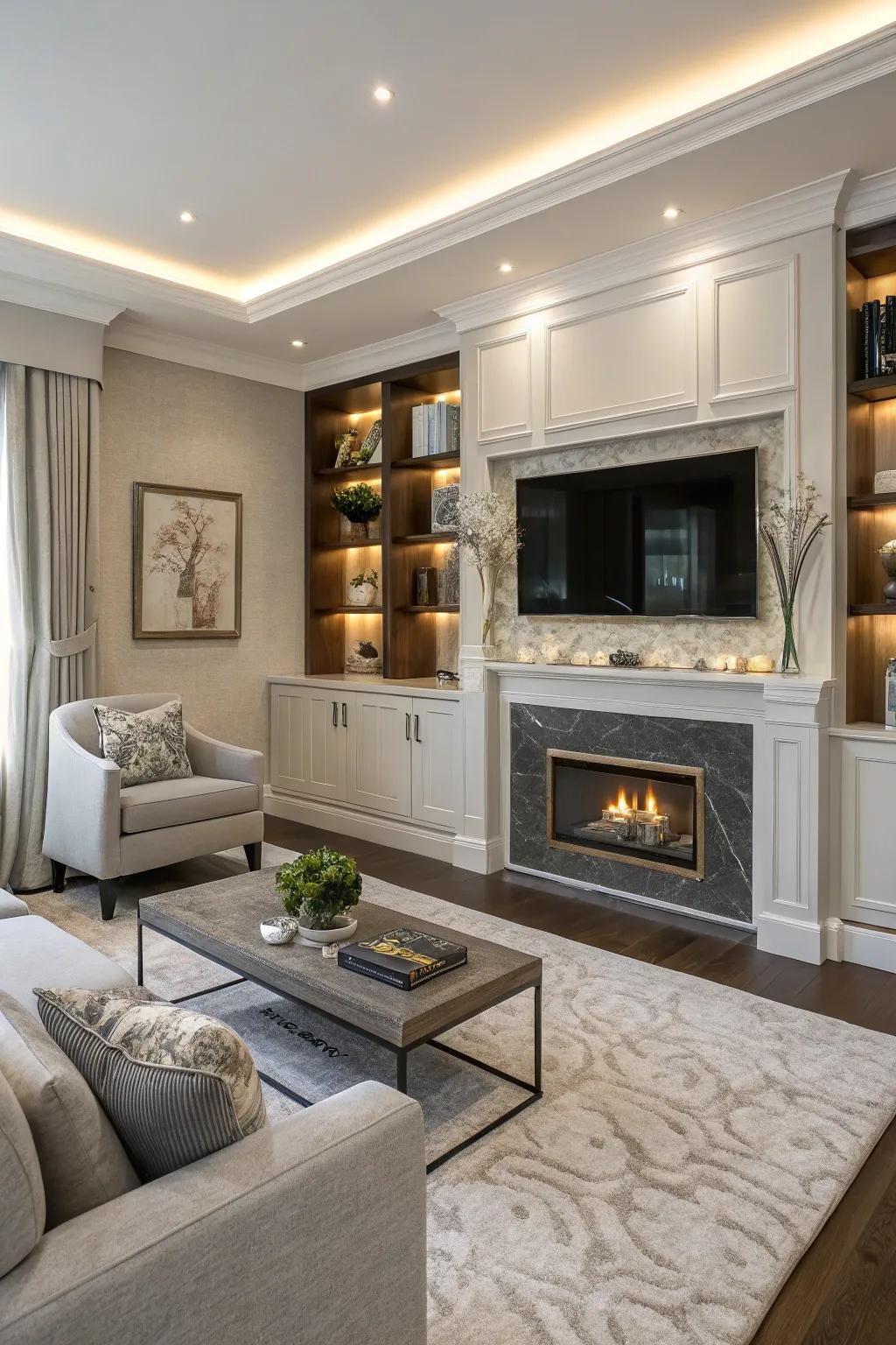 A disguised enclosure cleverly conceals the display when not in operation.