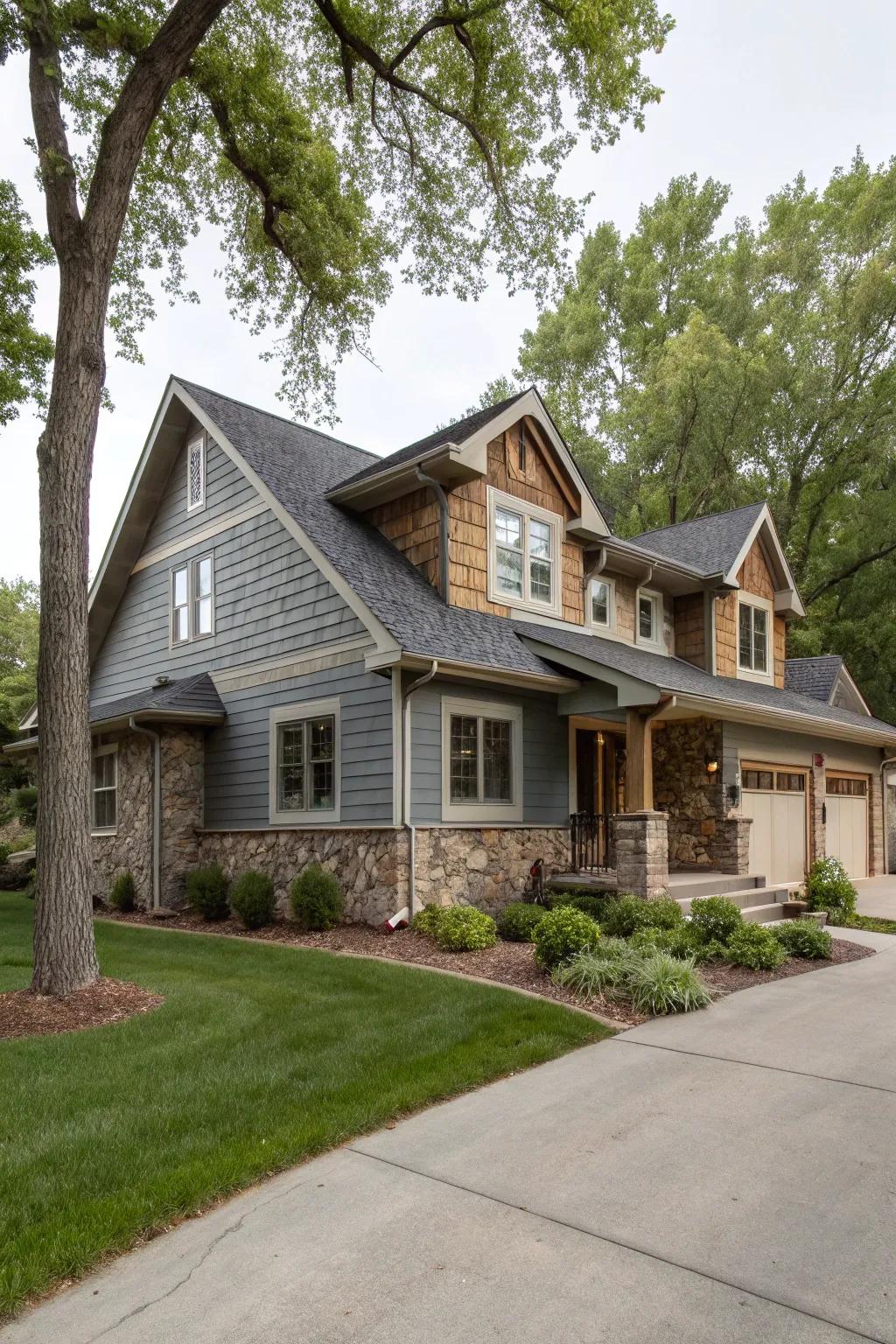 Grey and distressed stone for a rugged yet elegant charm.