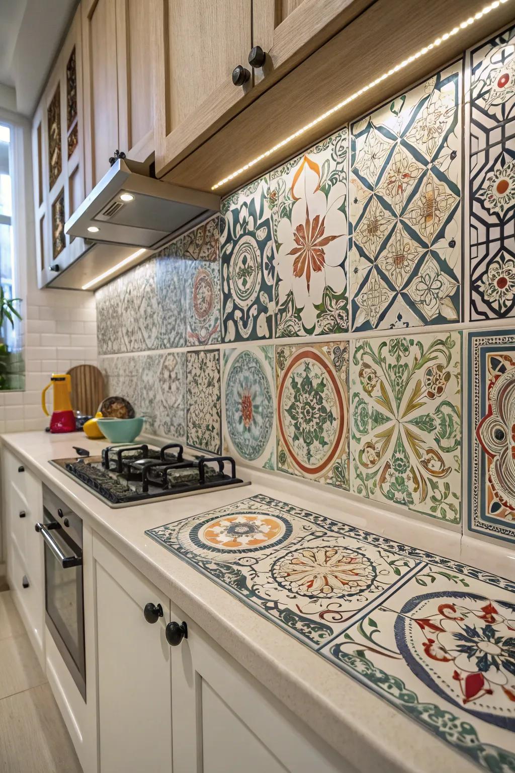 Ornamental inlaid panels bring exotic flair and intricate designs.