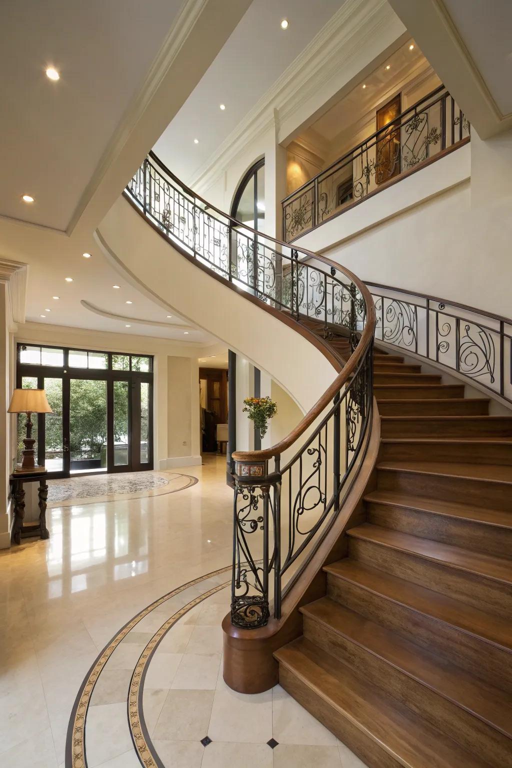 Sculptural curves bring elegance and movement to modern staircases.