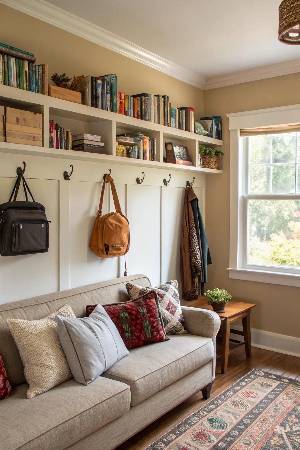 Practical decor adds style and utility.