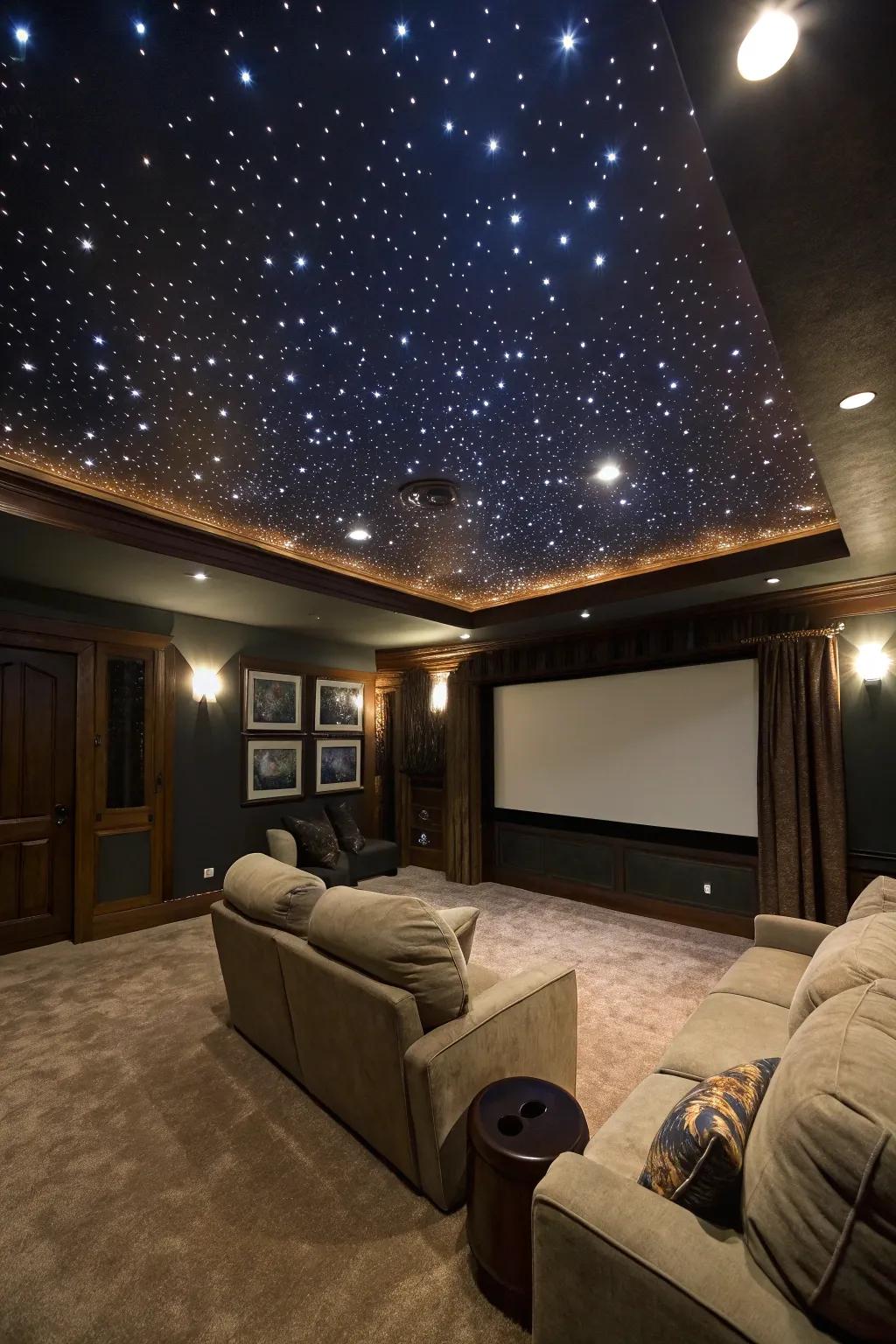 Infuse your movie space with a hint of enchantment using a simulated starry ceiling.
