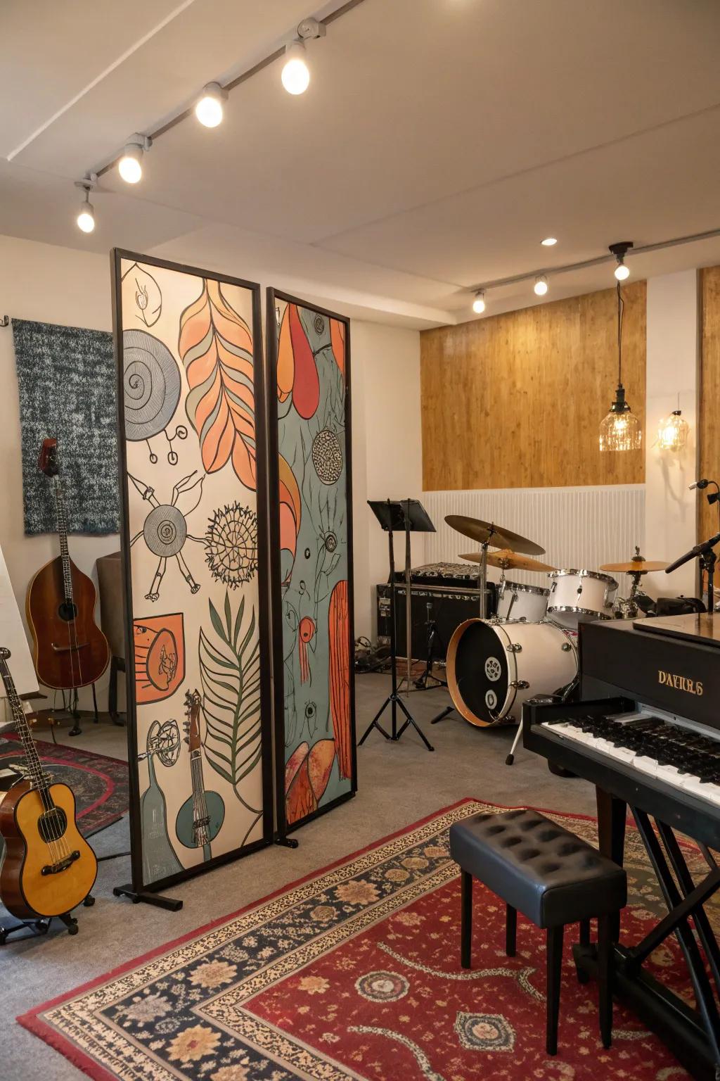 Room dividers effectively organize your music room into functional and attractive zones.