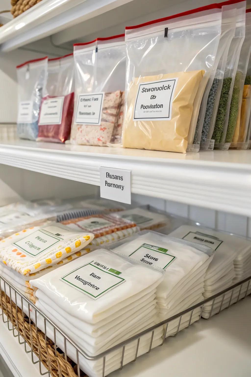 Utilizing vacuum-sealed sacks for storing seasonal napkins preserves freshness and saves space.