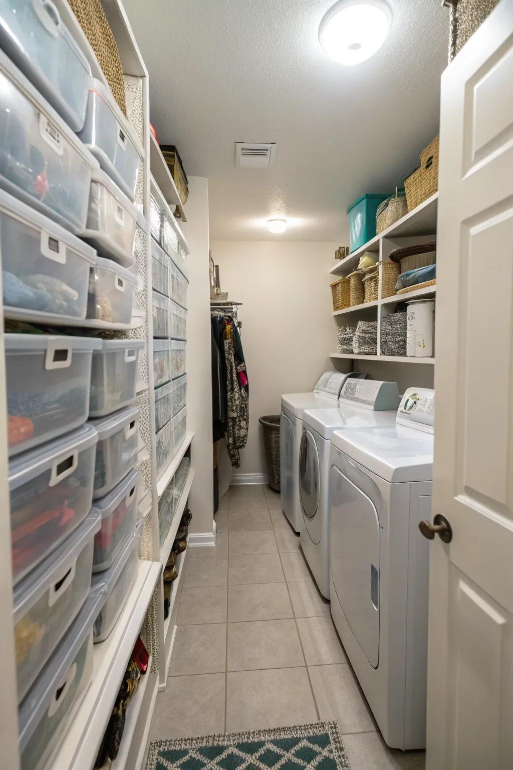 Clear containers keep your supplies organized and stylishly on display.