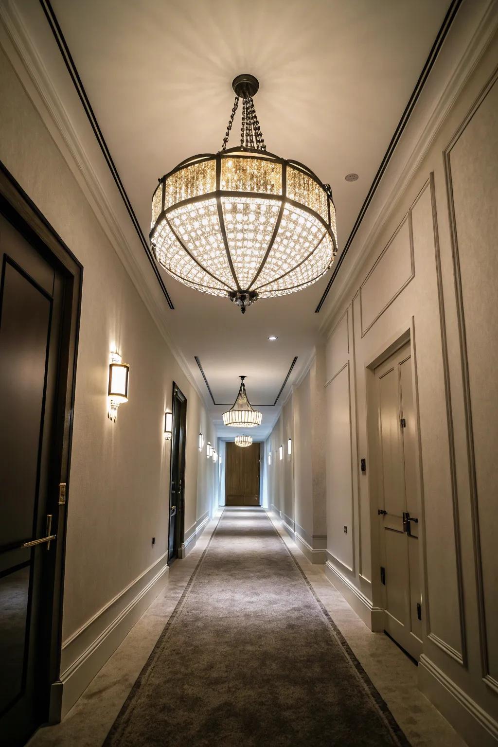 Over-sized fixtures can create a bold statement in constricted spaces.