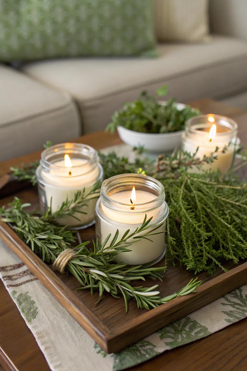 Herb wax lights that smell.