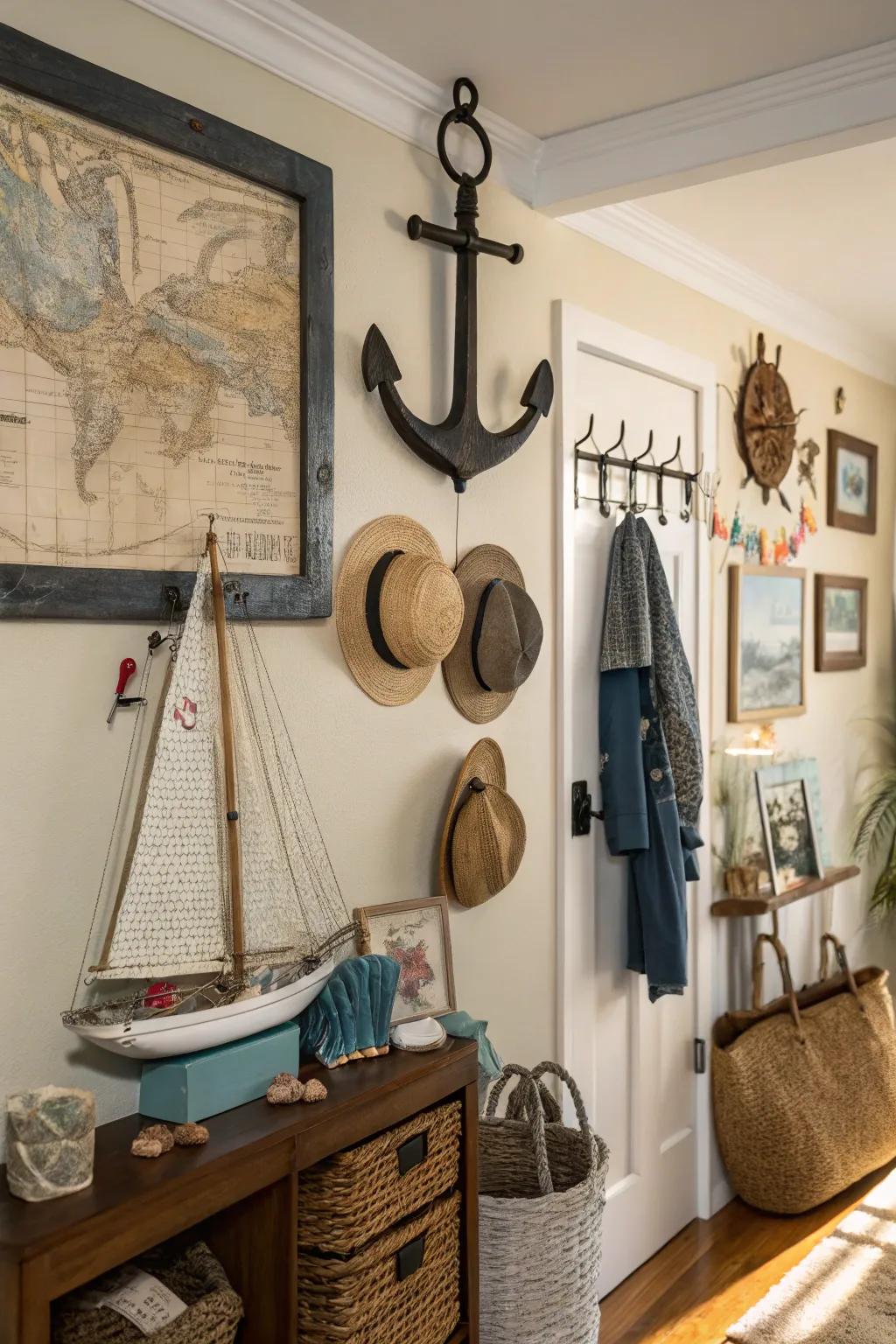 Seafarer's symbol motifs introduce a classic nautical detail to any space.