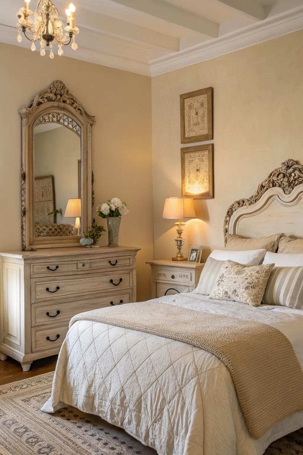 Timeless components append enduring charm to the bedroom.
