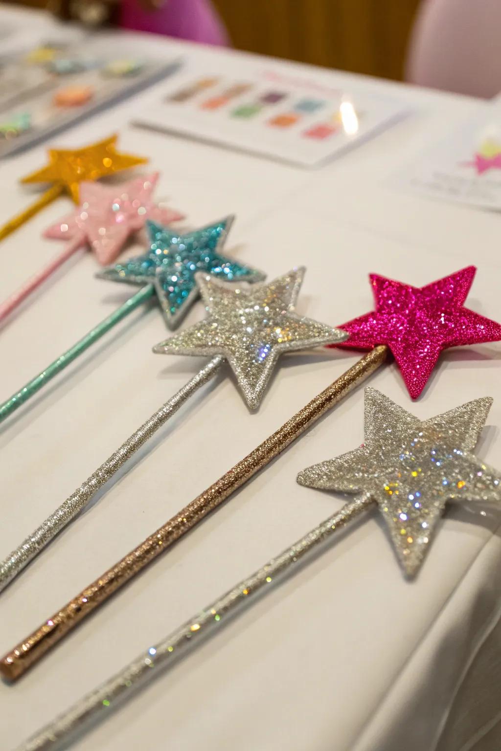 Dazzling star wands adding a touch of sparkle and magic to the midnight celebration.