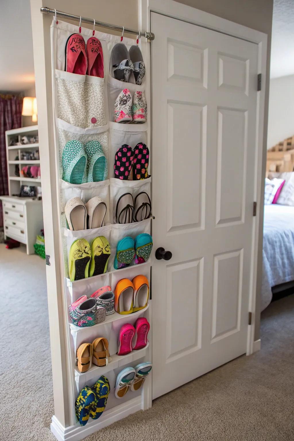 Over-the-door organizers are great for saving space.