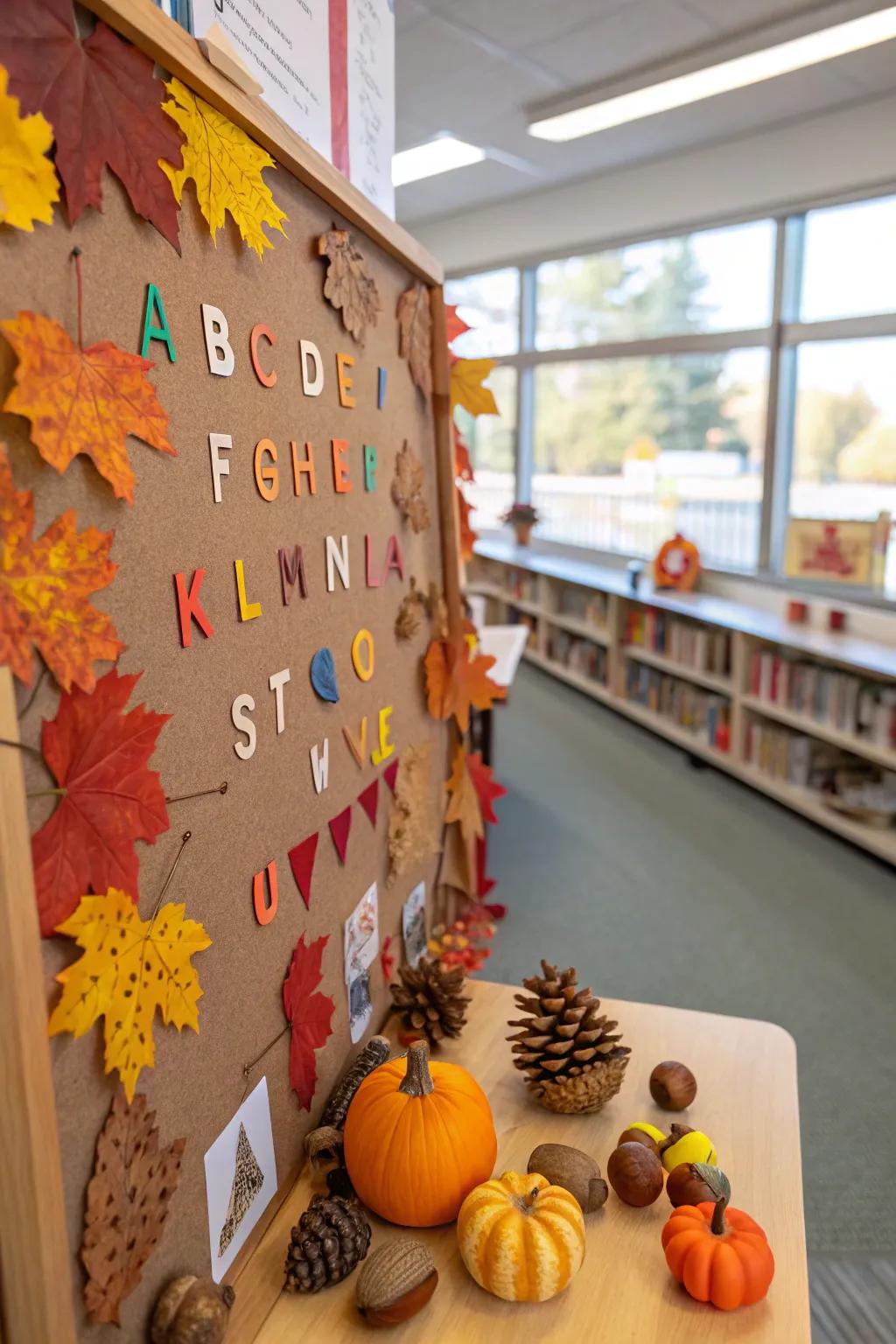 An 'Autumn ABCs' board.