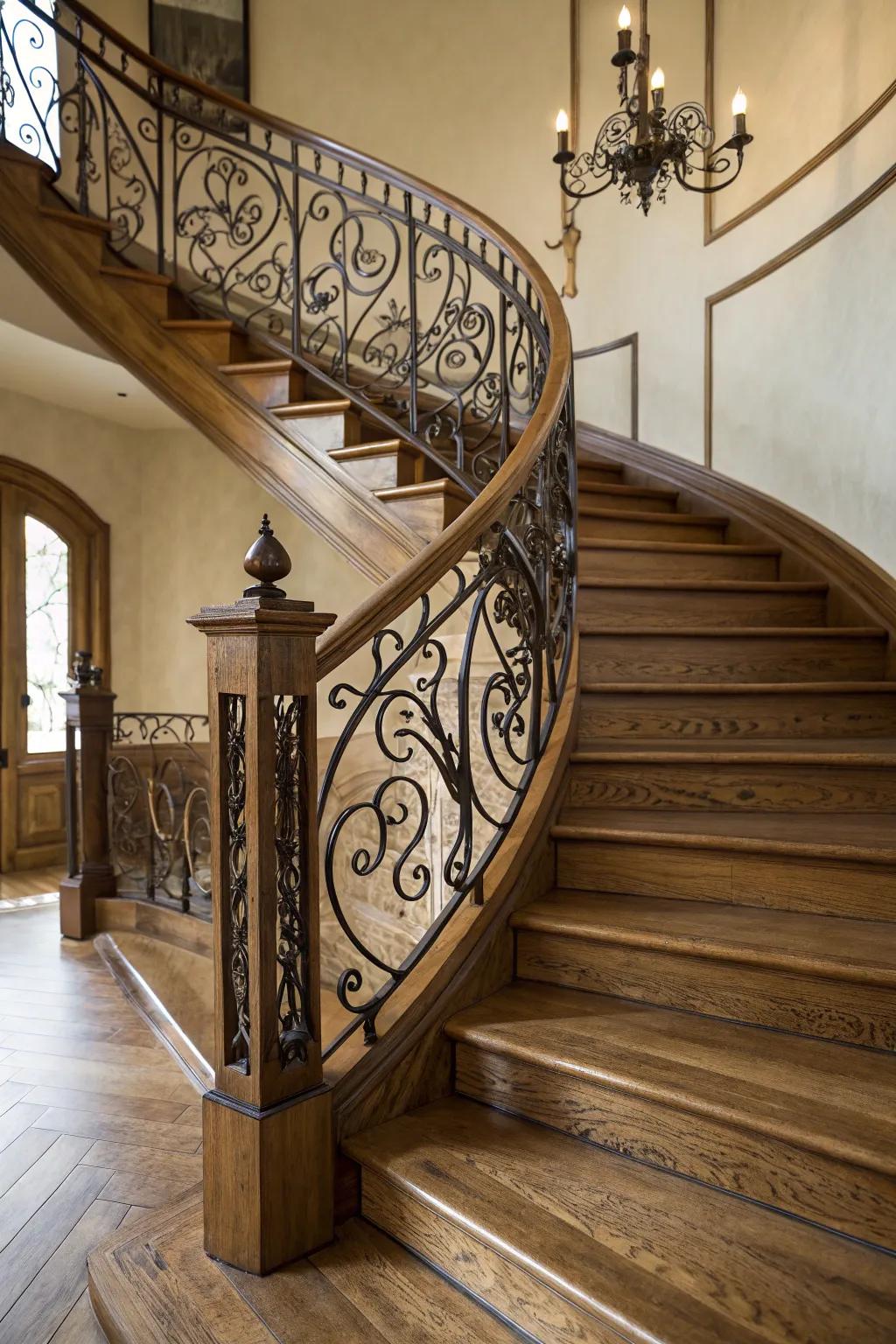 Artistic spindles adding a touch of creativity to an oak staircase.