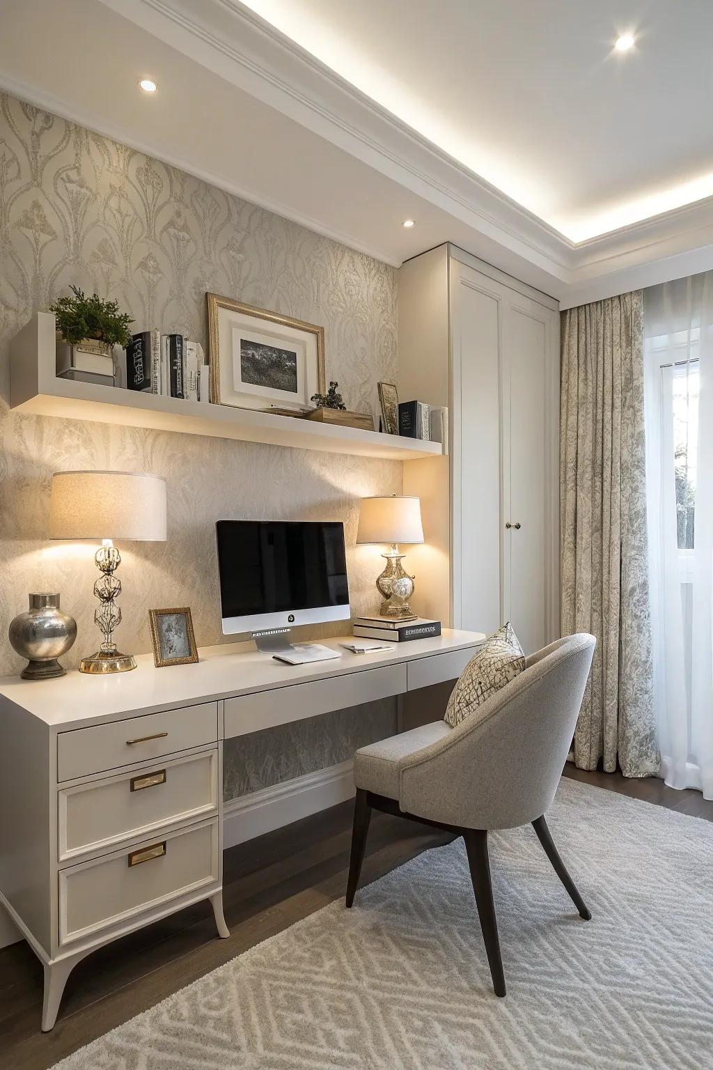 Optimize space with a wall mount desk.