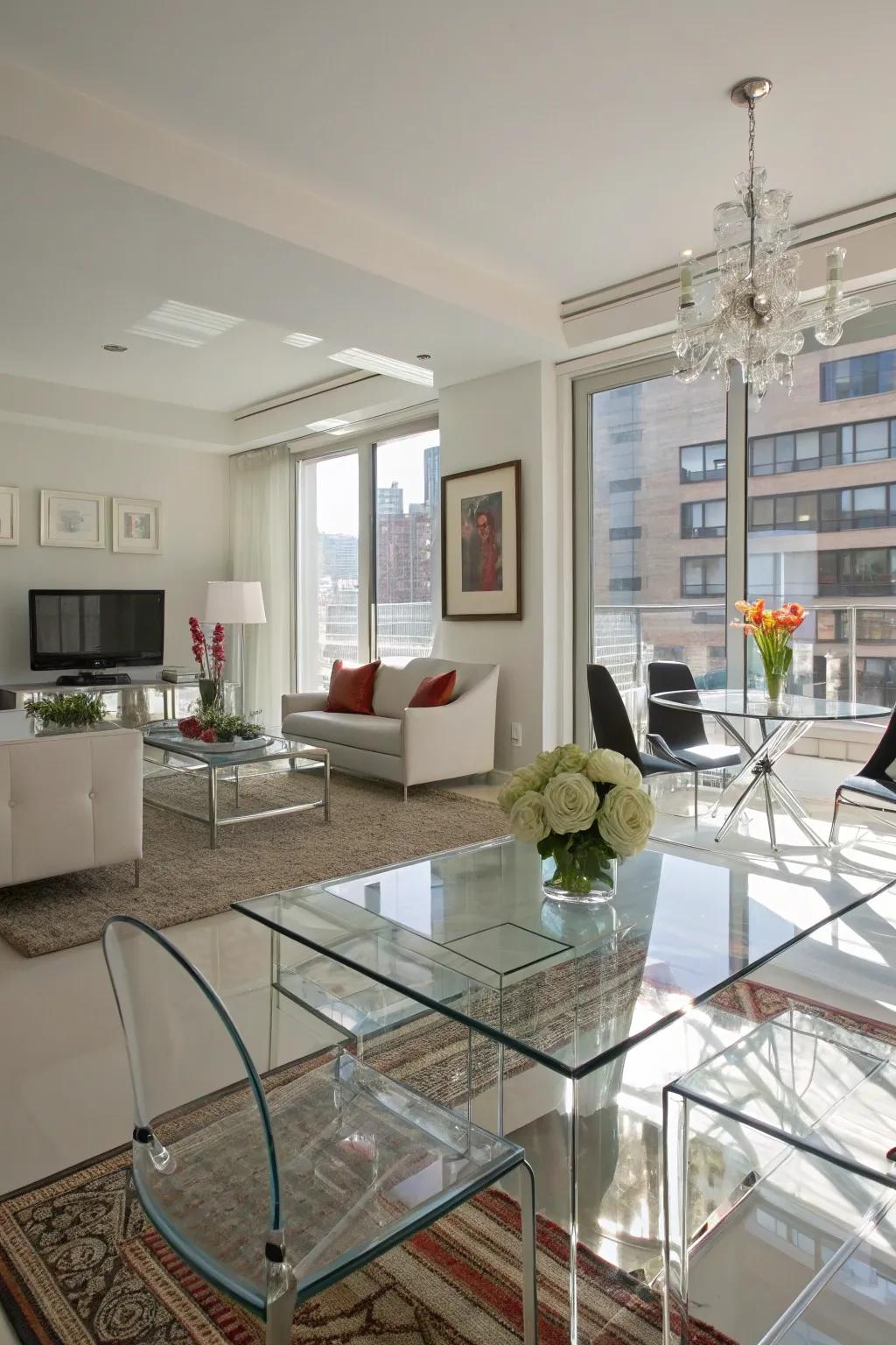 Reflective facades enhance the breezy ambiance.