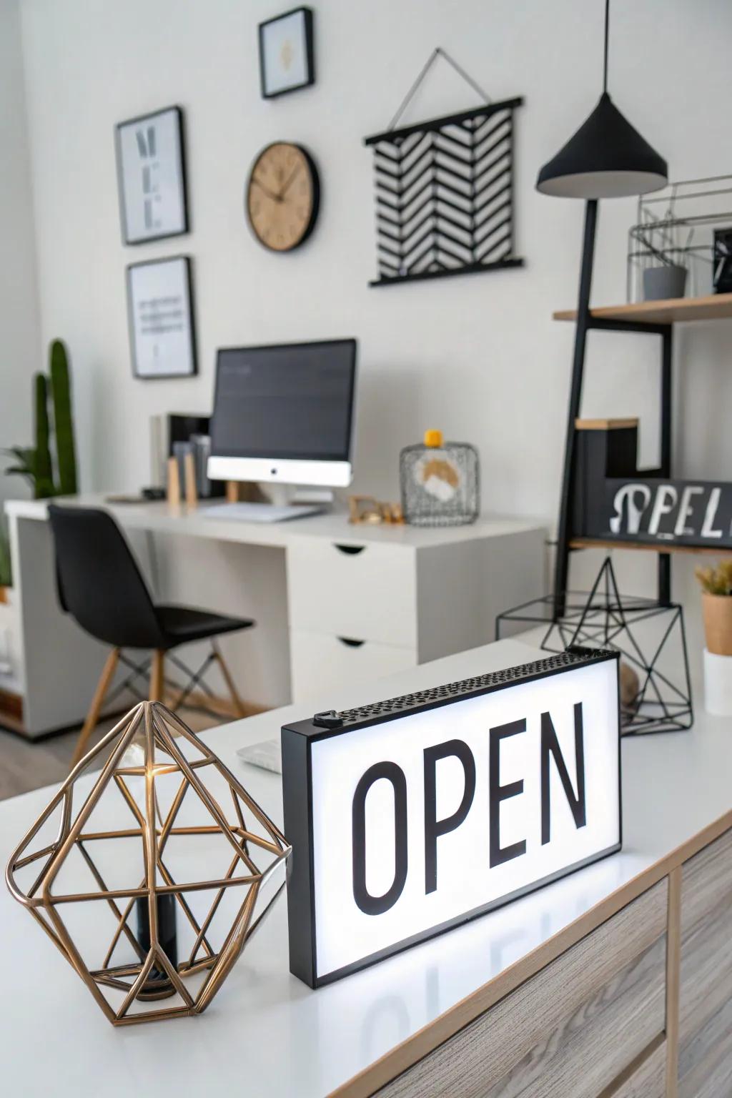 Introduce modern elegance with a geometric greeting display.