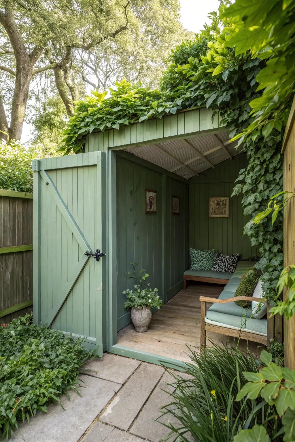 Green walls providing seclusion inside a garden area.