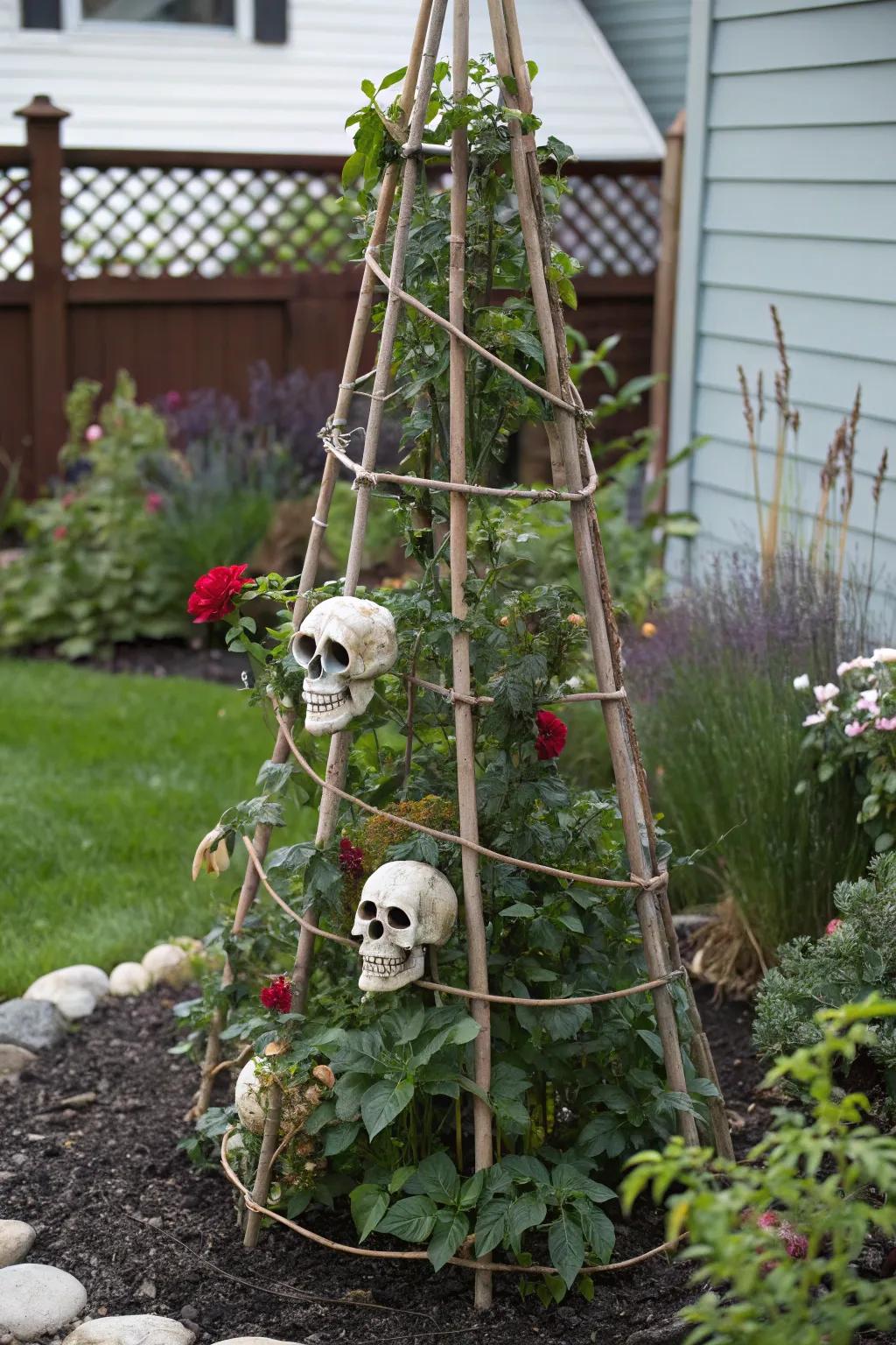 A chilling skeletal arbor to impart a spooky vibe to your lawn.