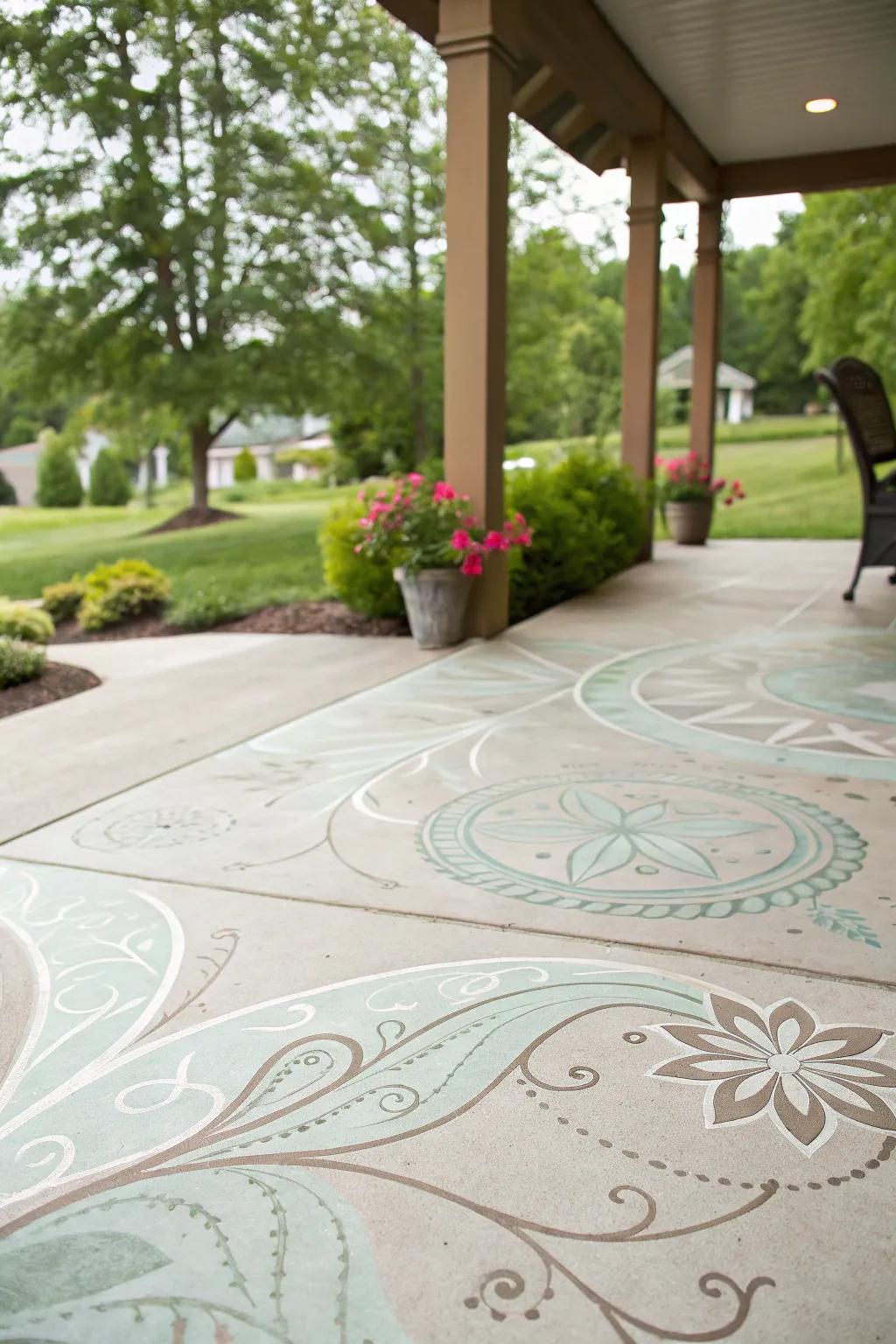 This Zen-inspired patio offers a tranquil retreat with its peaceful patterns.