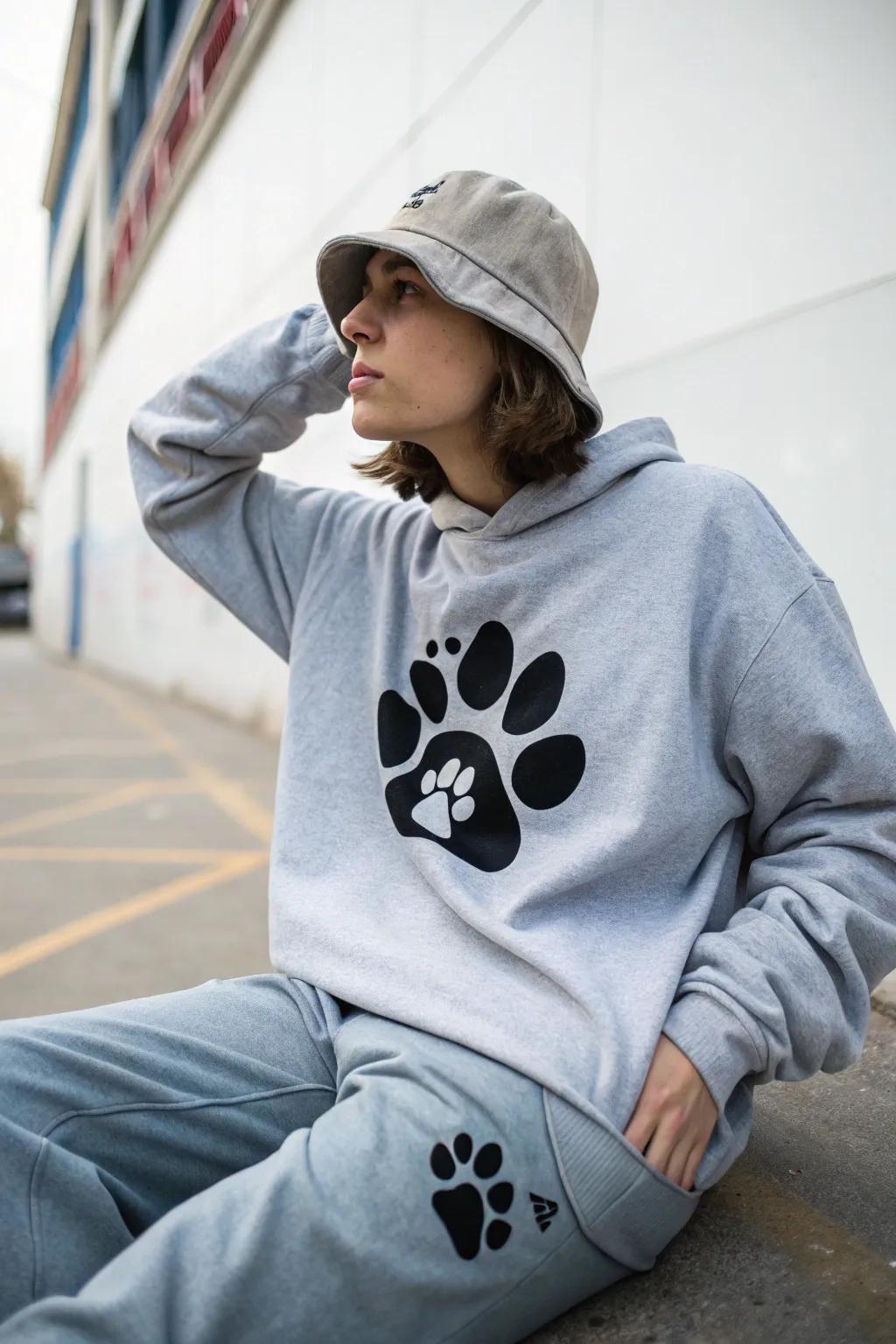 Relaxed wear showcasing an endearing paw design.