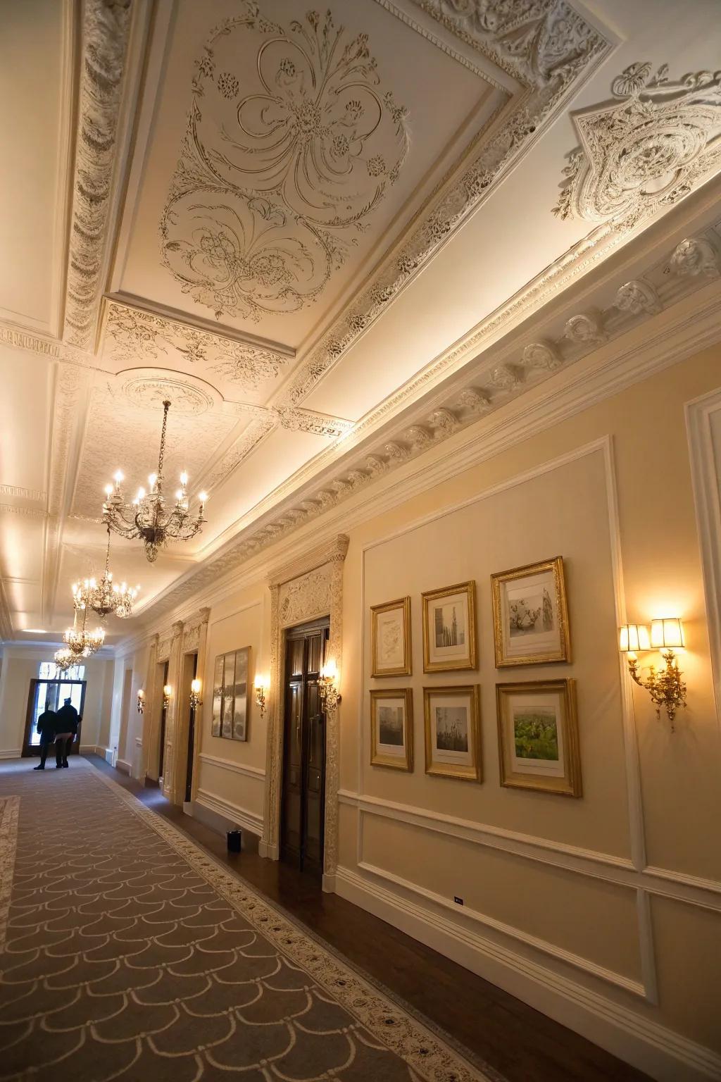 Incorporate a novel dimension through ceiling molding.