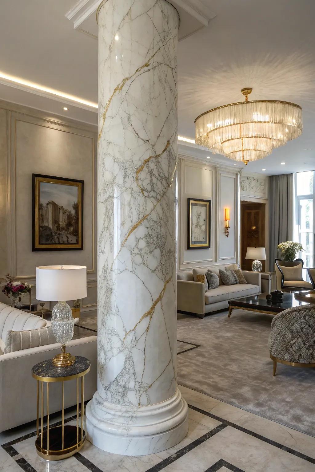 Agate covers infuse a sensation of opulence and grandeur into pillars.