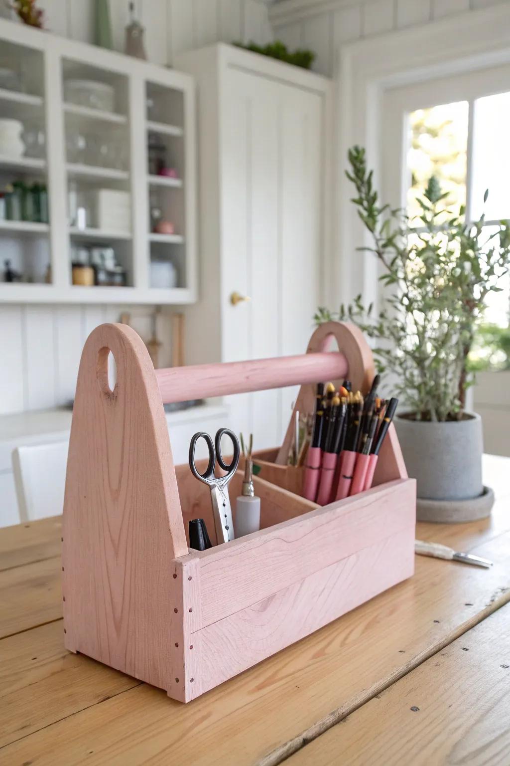 Streamline your creative area with this elegant rose instrument organizer—where elegance converges with utility in minimalist perfection.