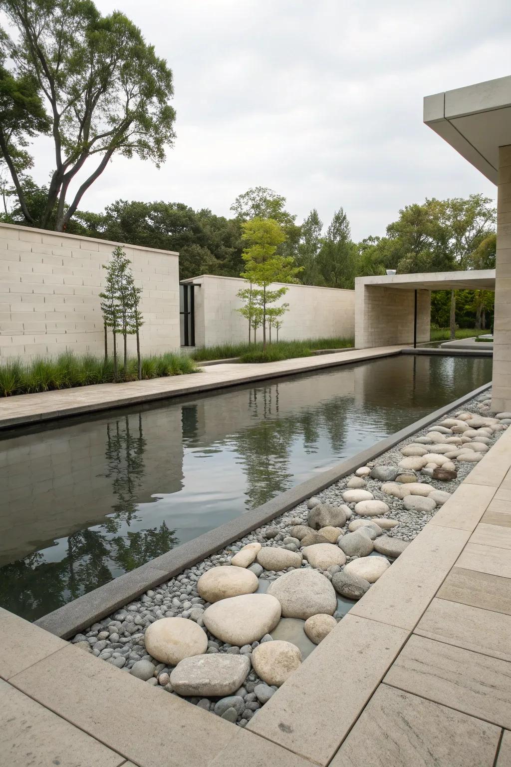 A minimalist pond offering tranquil simplicity, a serene escape.