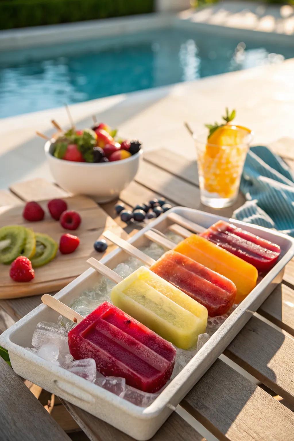 A platter of radiant fruit-imbued frost bites to enchant visitors.