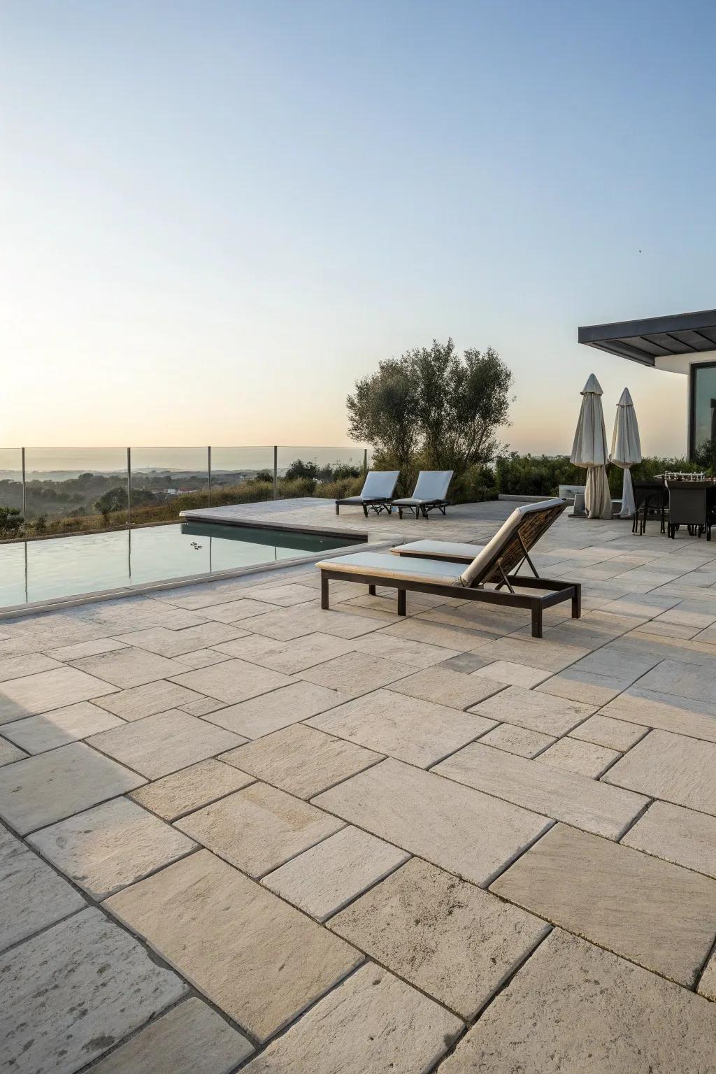 Flagstone paving adds elegance and sophistication to your pool deck.