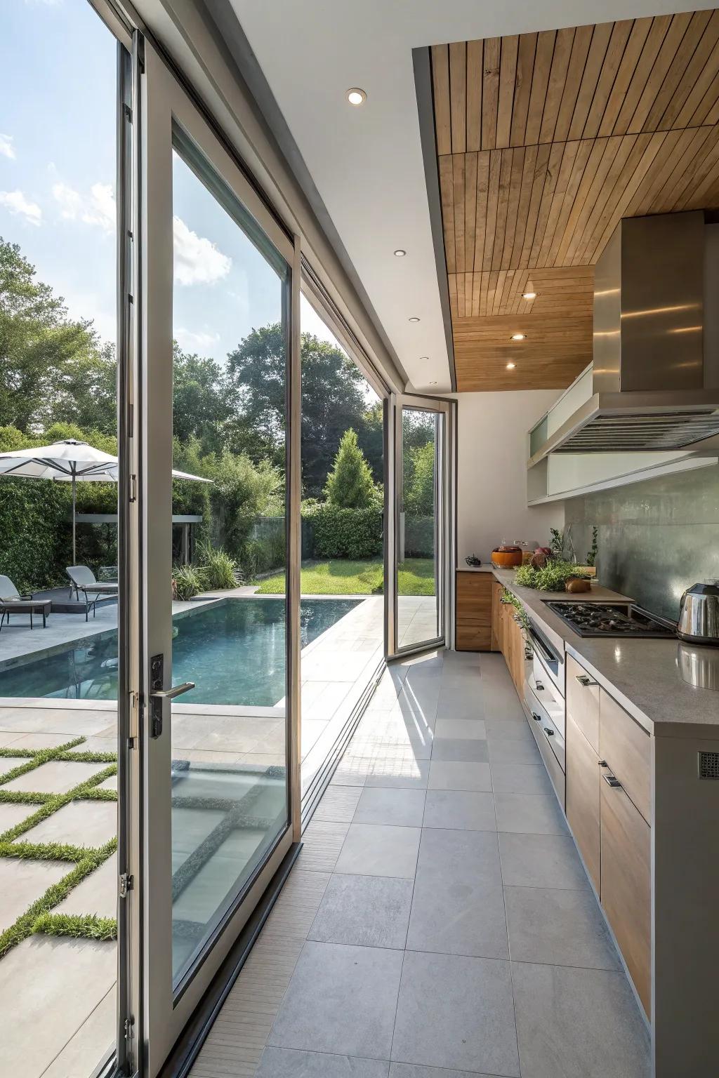 Gliding doors offer a modern and functional design.