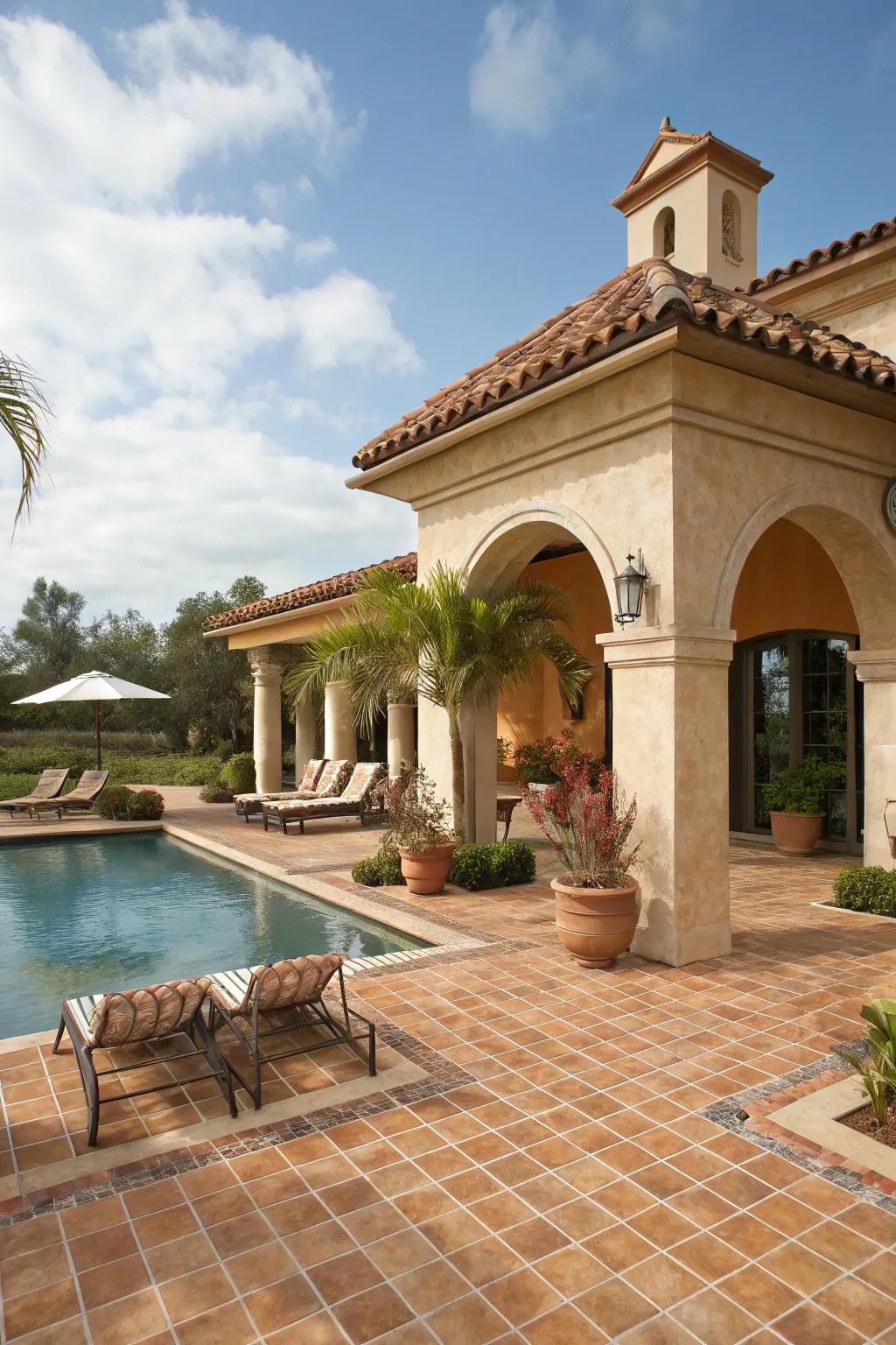 Mediterranean-style sanctuaries offer a warm, inviting atmosphere with classic finishes.