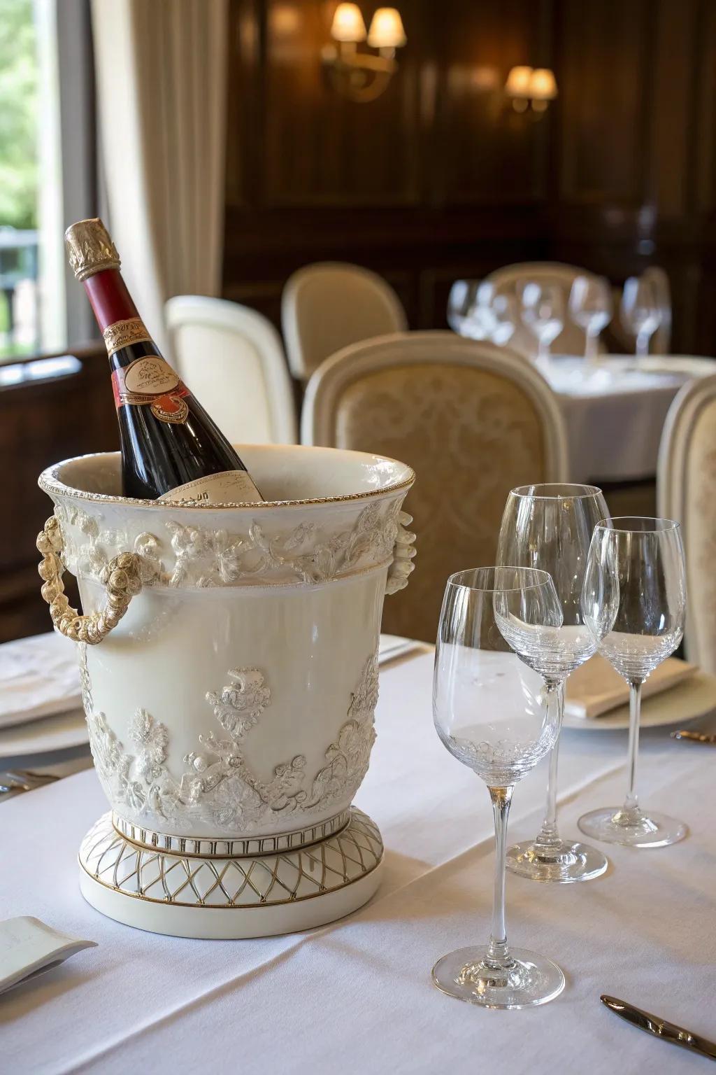 Chill wine in style with a ceramic wine cooler.