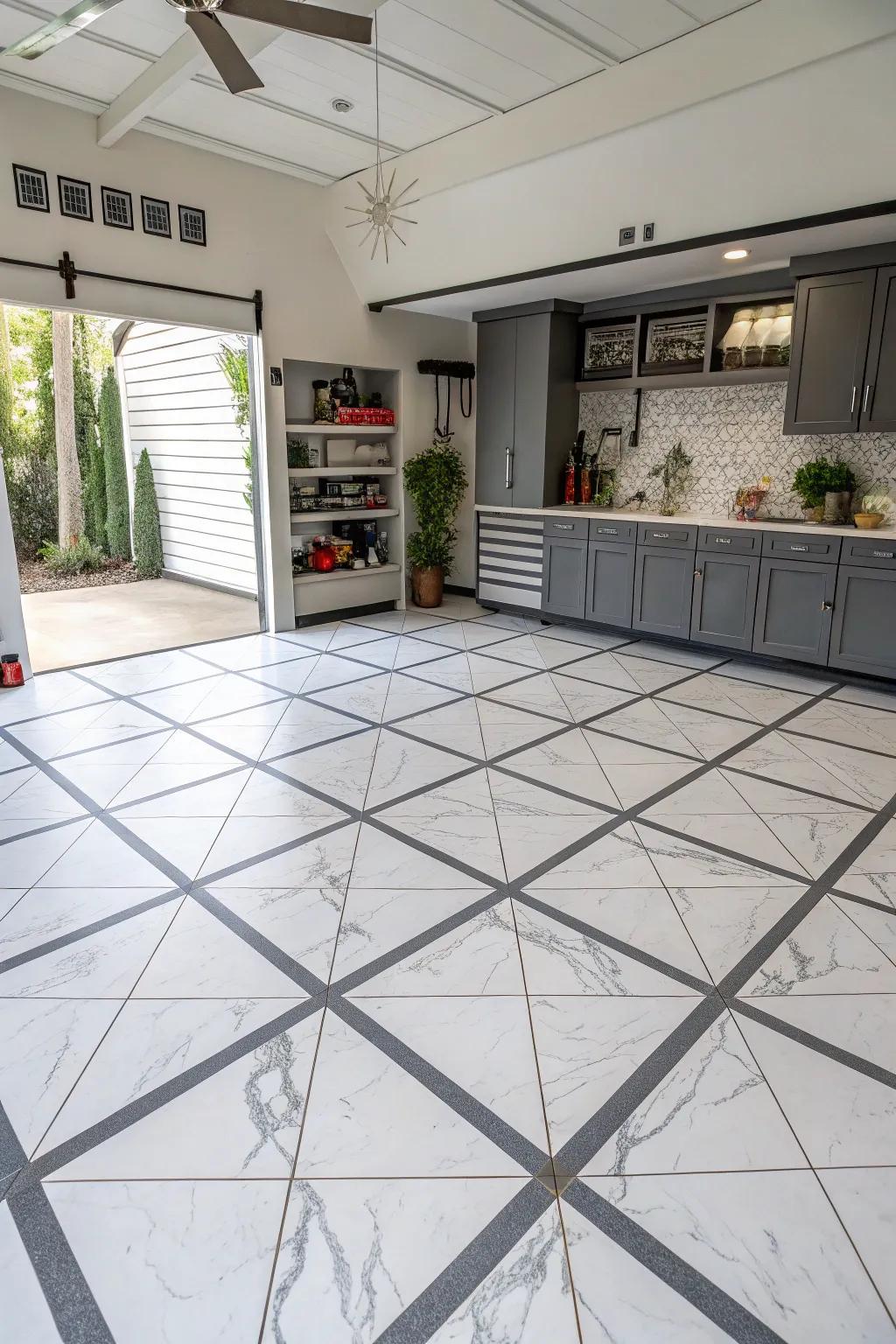 Create a unique look with a diagonal square layout.
