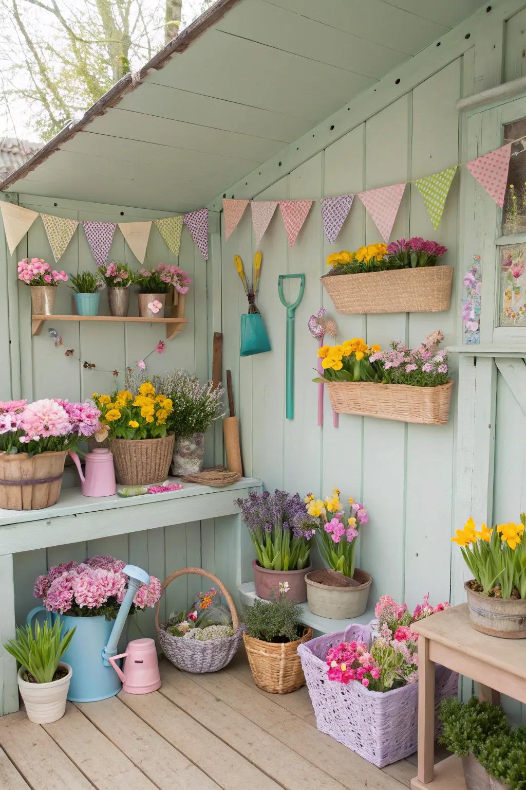 A potting shed offering recurring style alterations.